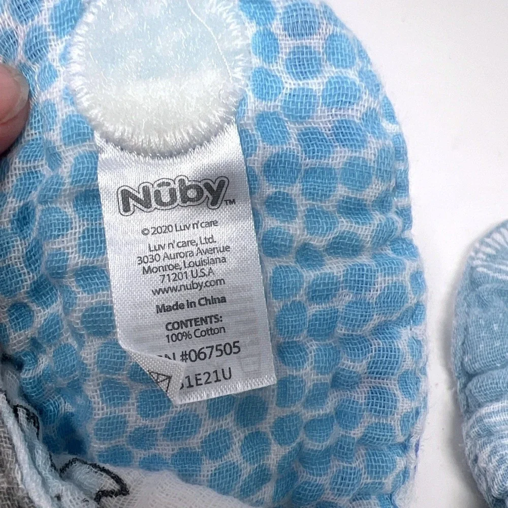 Set Of 3 Nuby Bibs With Tethers EUC Boys Blue Gray Animals